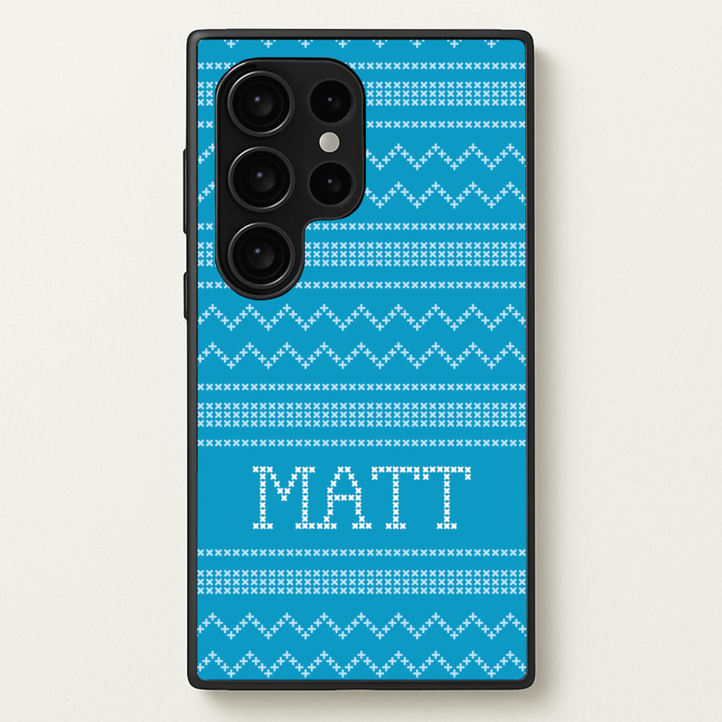 Personalised Christmas Jumper Blue - Personalised Christmas Phone Case for Galaxy S24 Ultra