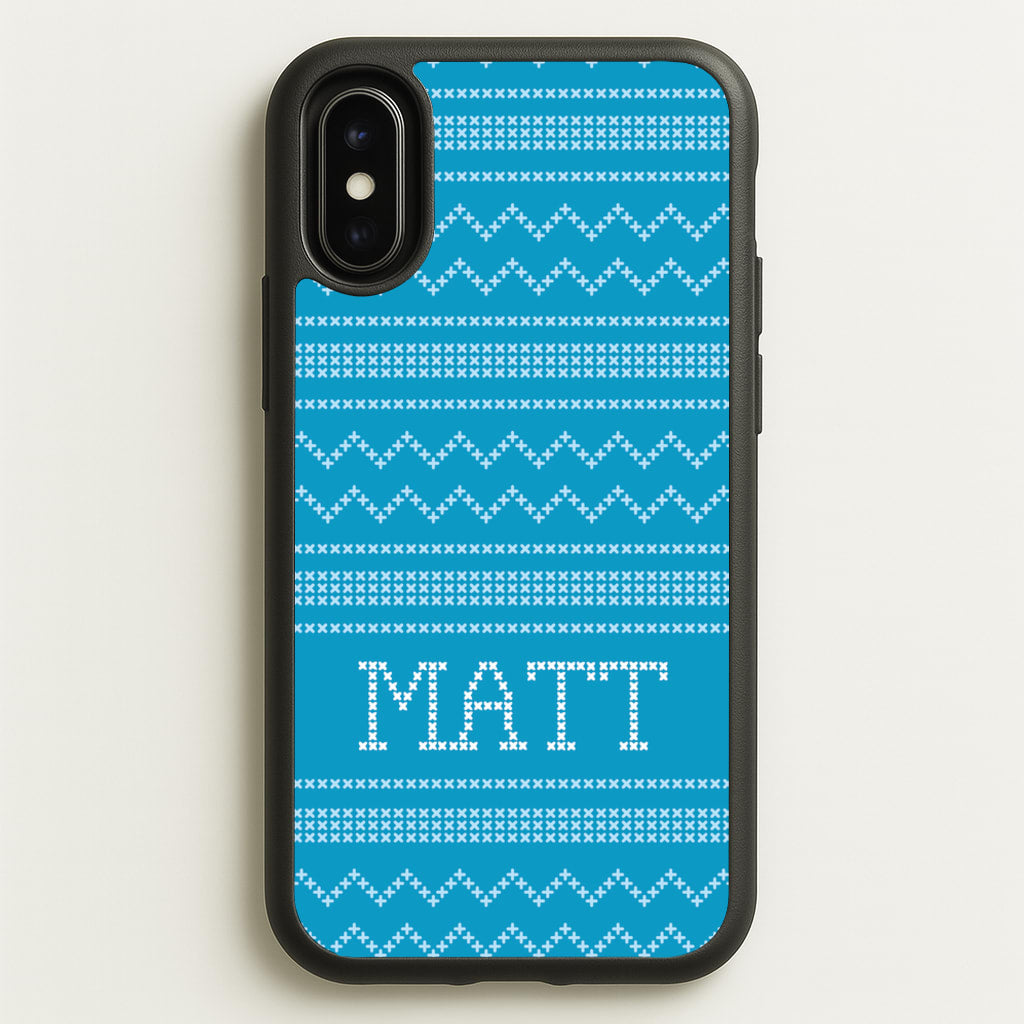Personalised Christmas Jumper Blue - Personalised Christmas Phone Case for iPhone X / XS