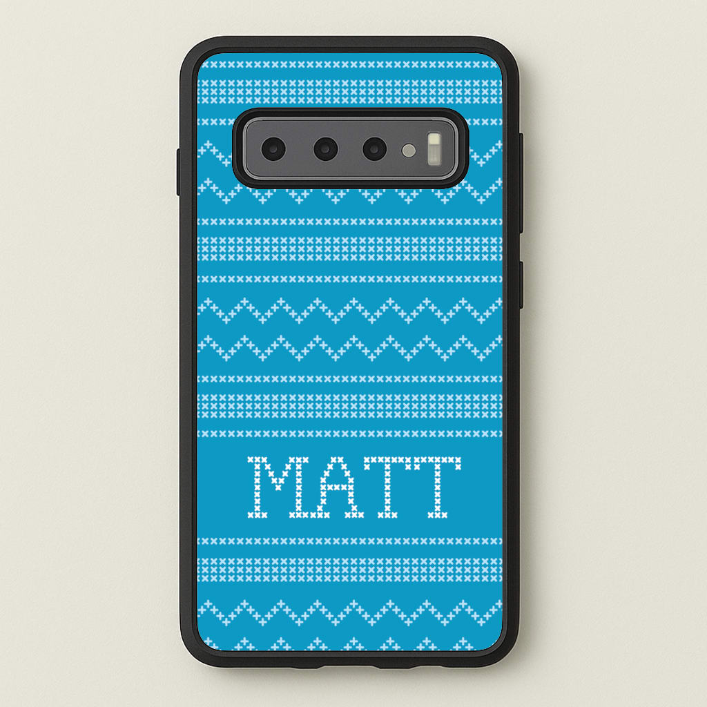 Personalised Christmas Jumper Blue - Personalised Christmas Phone Case for Galaxy S10 Plus