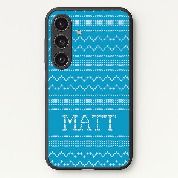 Personalised Christmas Jumper Blue - Personalised Christmas Phone Case for Galaxy S24