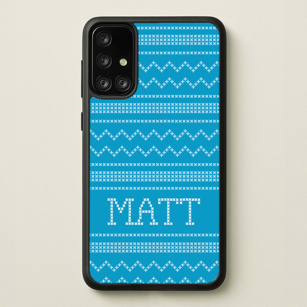 Personalised Christmas Jumper Blue - Personalised Christmas Phone Case for Galaxy A71