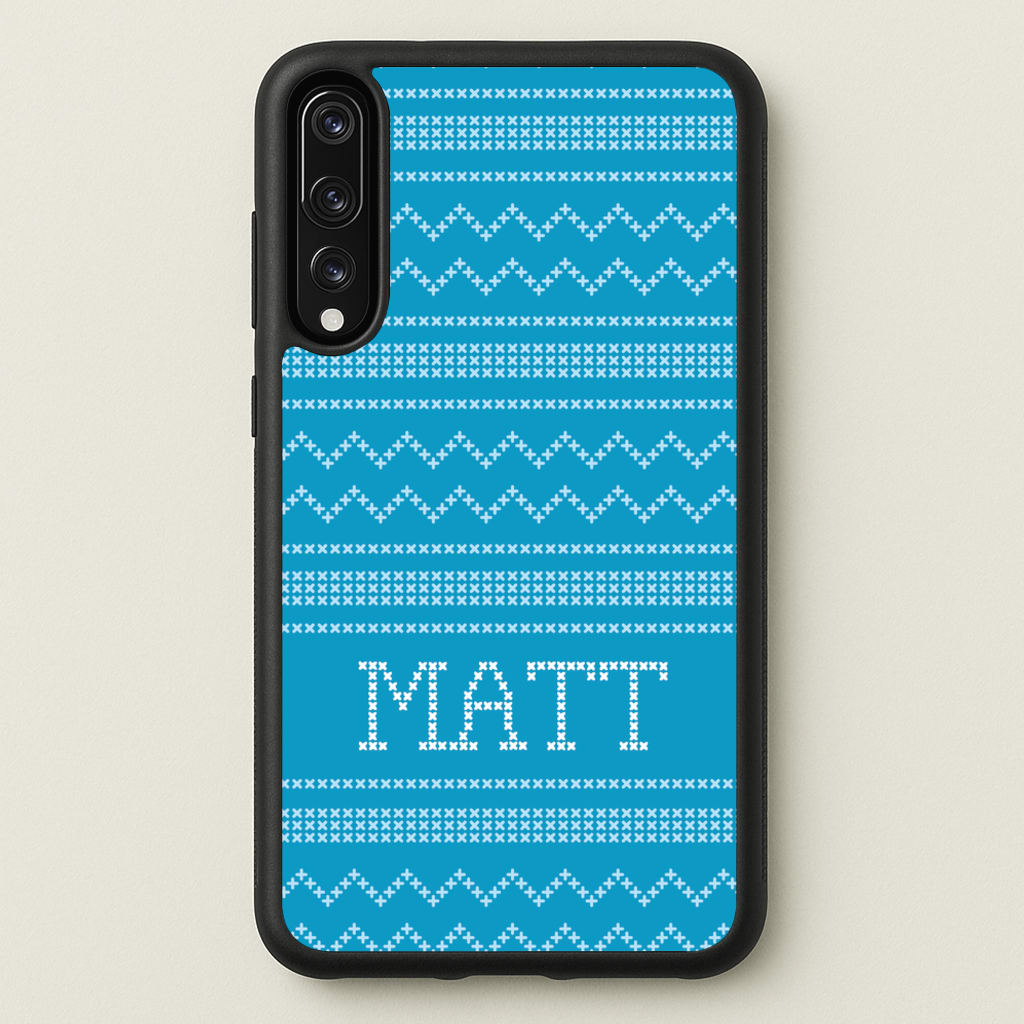 Personalised Christmas Jumper Blue - Personalised Christmas Phone Case for Huawei P20 Pro