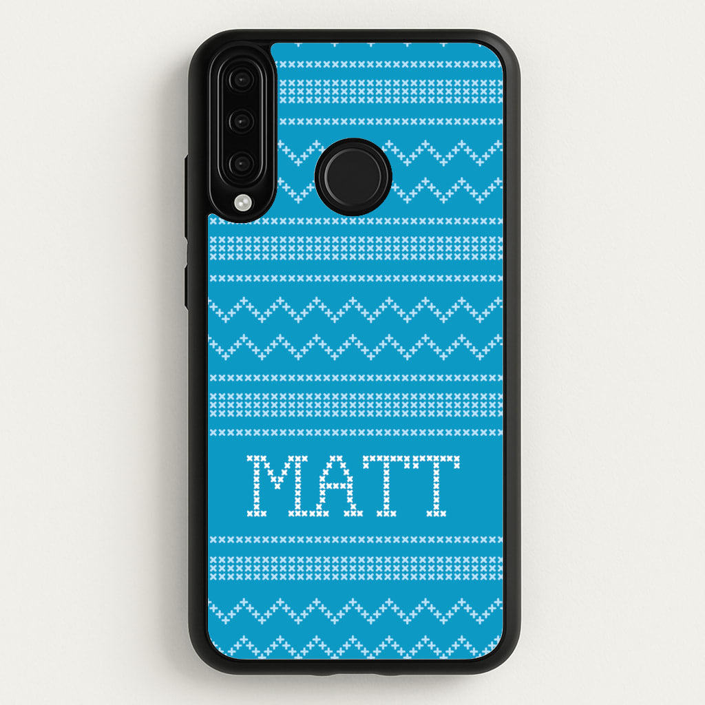 Personalised Christmas Jumper Blue - Personalised Christmas Phone Case for Huawei P30 Lite