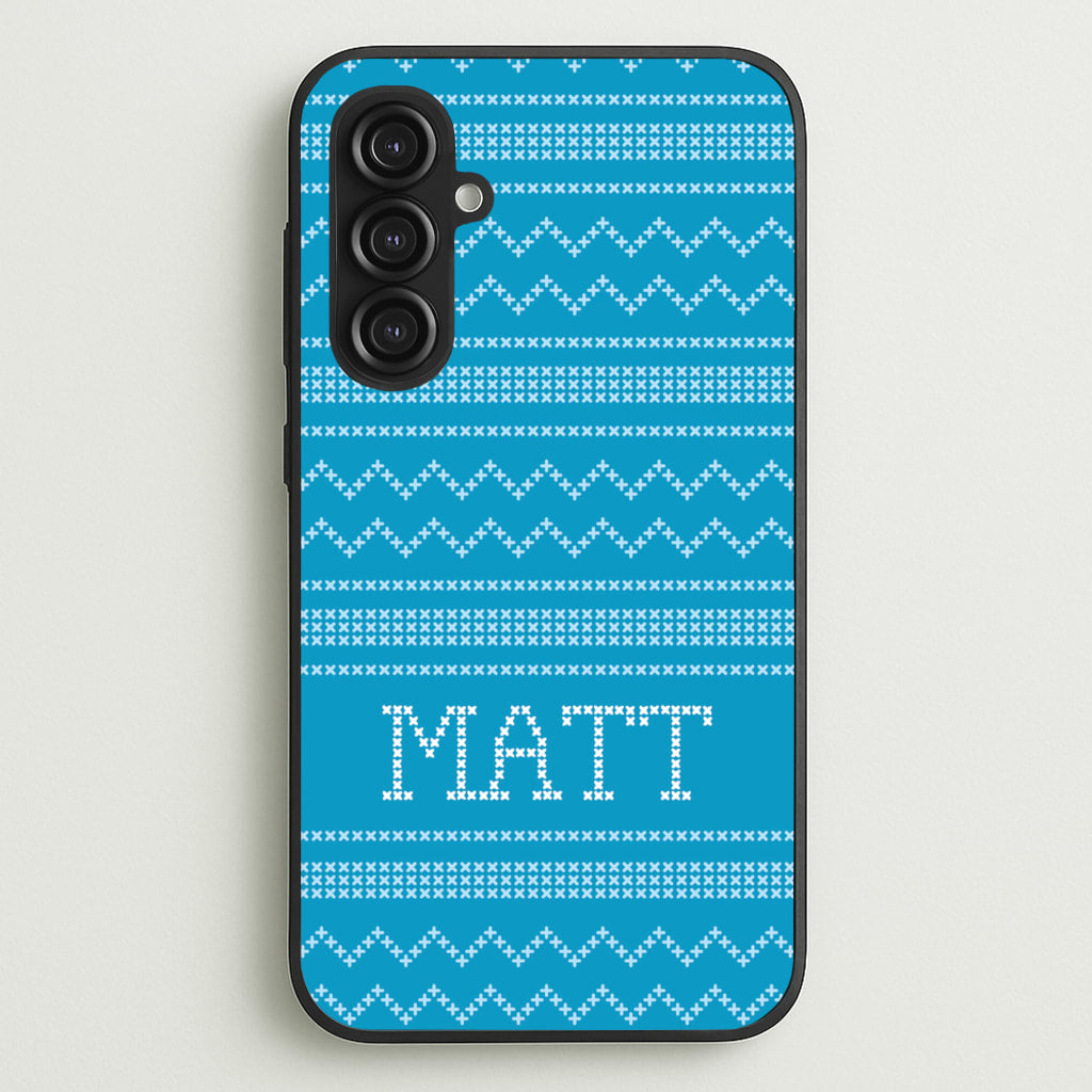 Personalised Christmas Jumper Blue - Personalised Christmas Phone Case for Galaxy S23FE