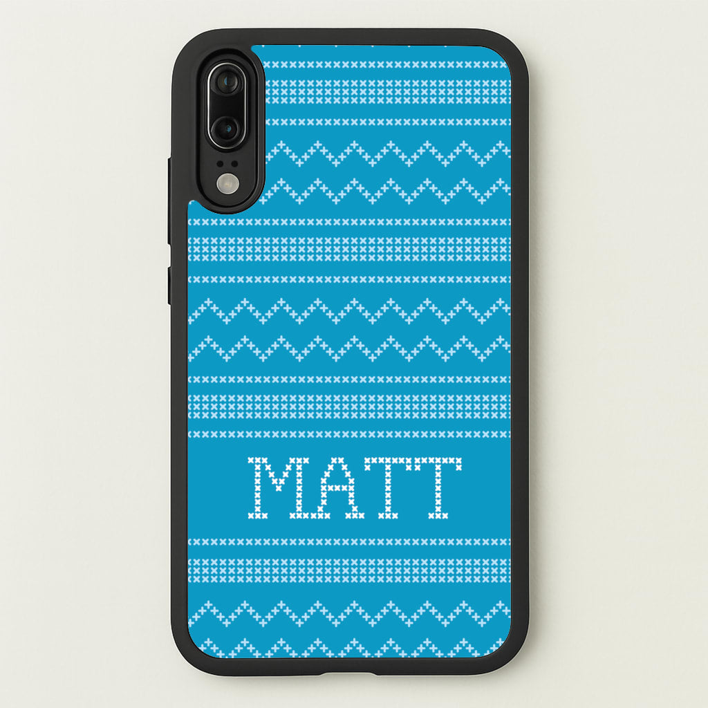Personalised Christmas Jumper Blue - Personalised Christmas Phone Case for Huawei P20