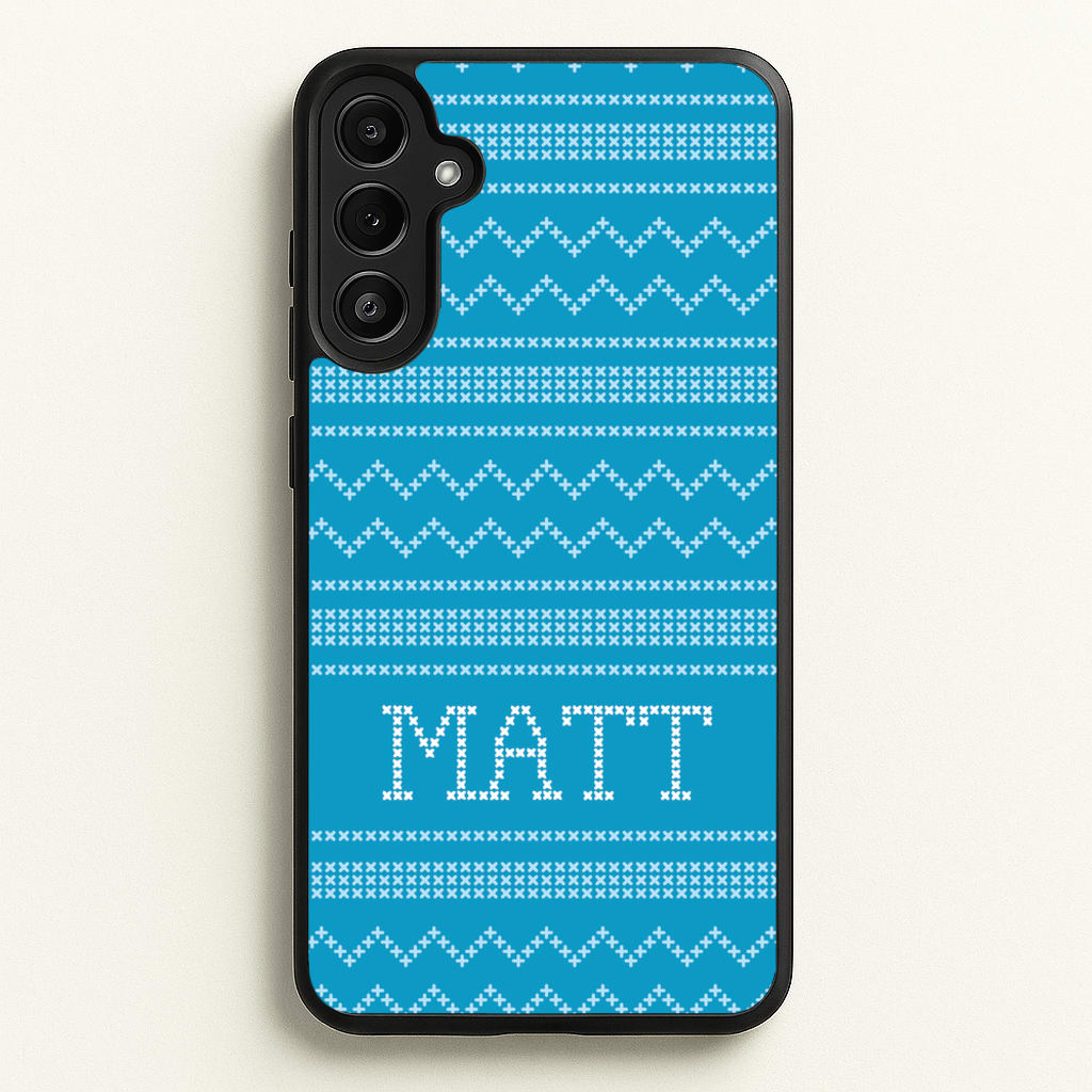 Personalised Christmas Jumper Blue - Personalised Christmas Phone Case for Galaxy A34