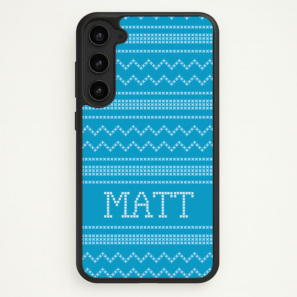 Personalised Christmas Jumper Blue - Personalised Christmas Phone Case for Galaxy S23