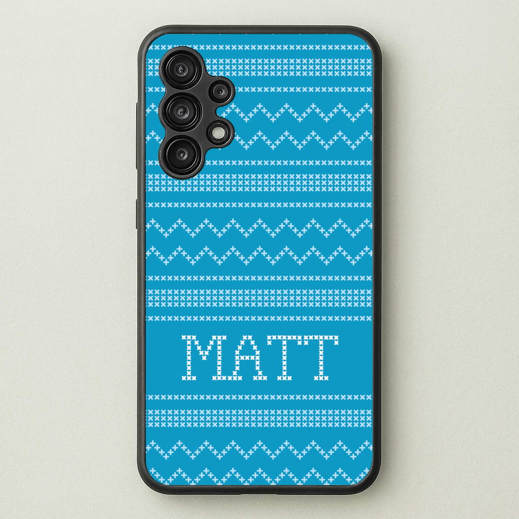 Personalised Christmas Jumper Blue - Personalised Christmas Phone Case for Galaxy A13