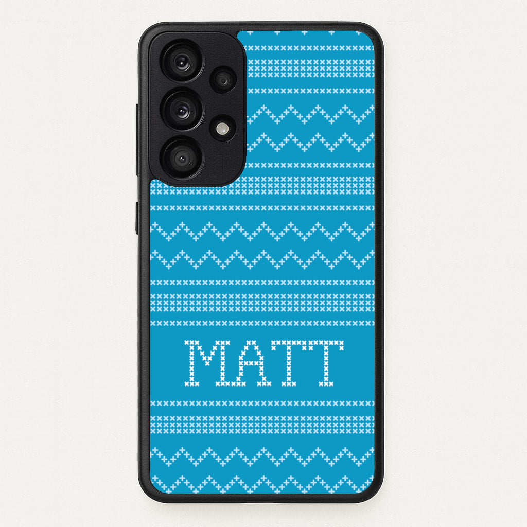 Personalised Christmas Jumper Blue - Personalised Christmas Phone Case for Galaxy A53