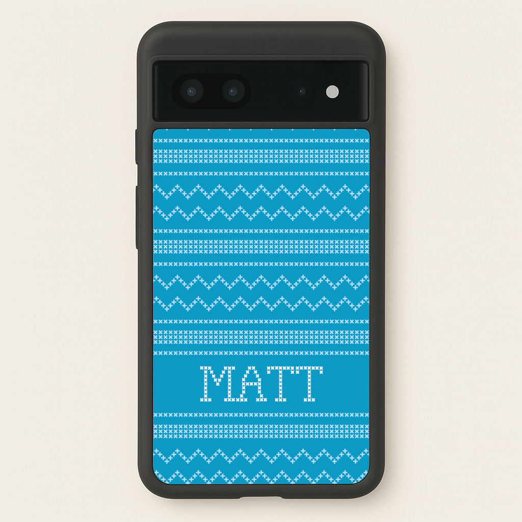 Personalised Christmas Jumper Blue - Personalised Christmas Phone Case for Google Pixel 7