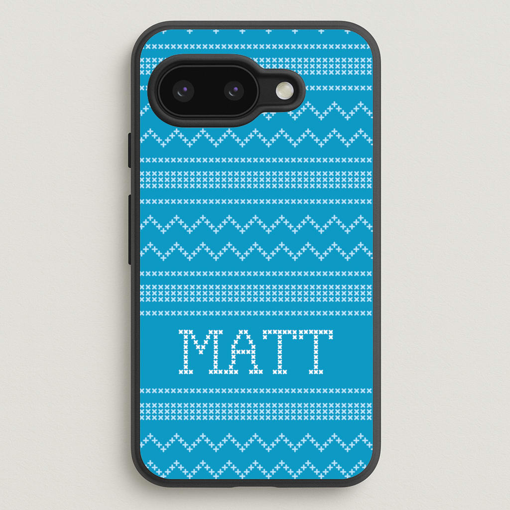 Personalised Christmas Jumper Blue - Personalised Christmas Phone Case for Google Pixel 9a