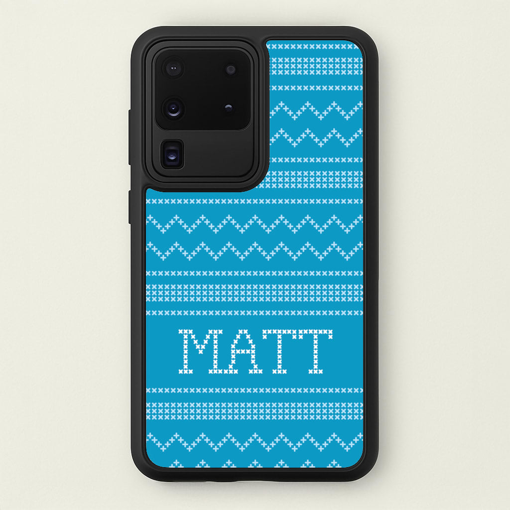 Personalised Christmas Jumper Blue - Personalised Christmas Phone Case for Galaxy S20 Ultra