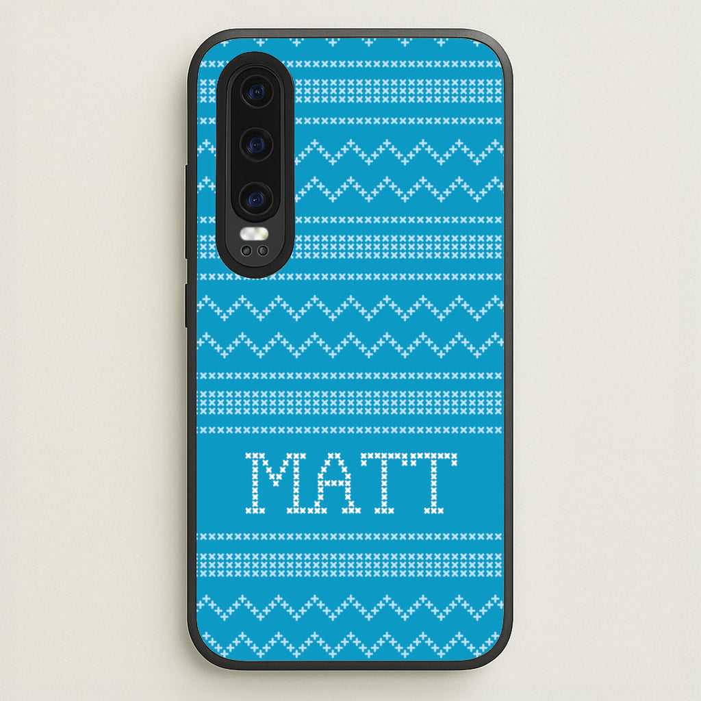Personalised Christmas Jumper Blue - Personalised Christmas Phone Case for Huawei P30