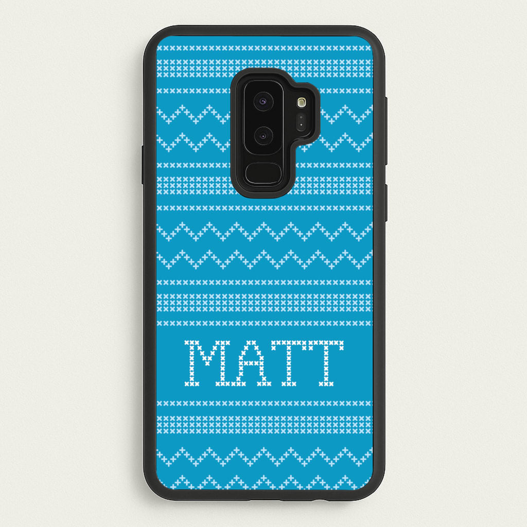 Personalised Christmas Jumper Blue - Personalised Christmas Phone Case for Galaxy S9 Plus