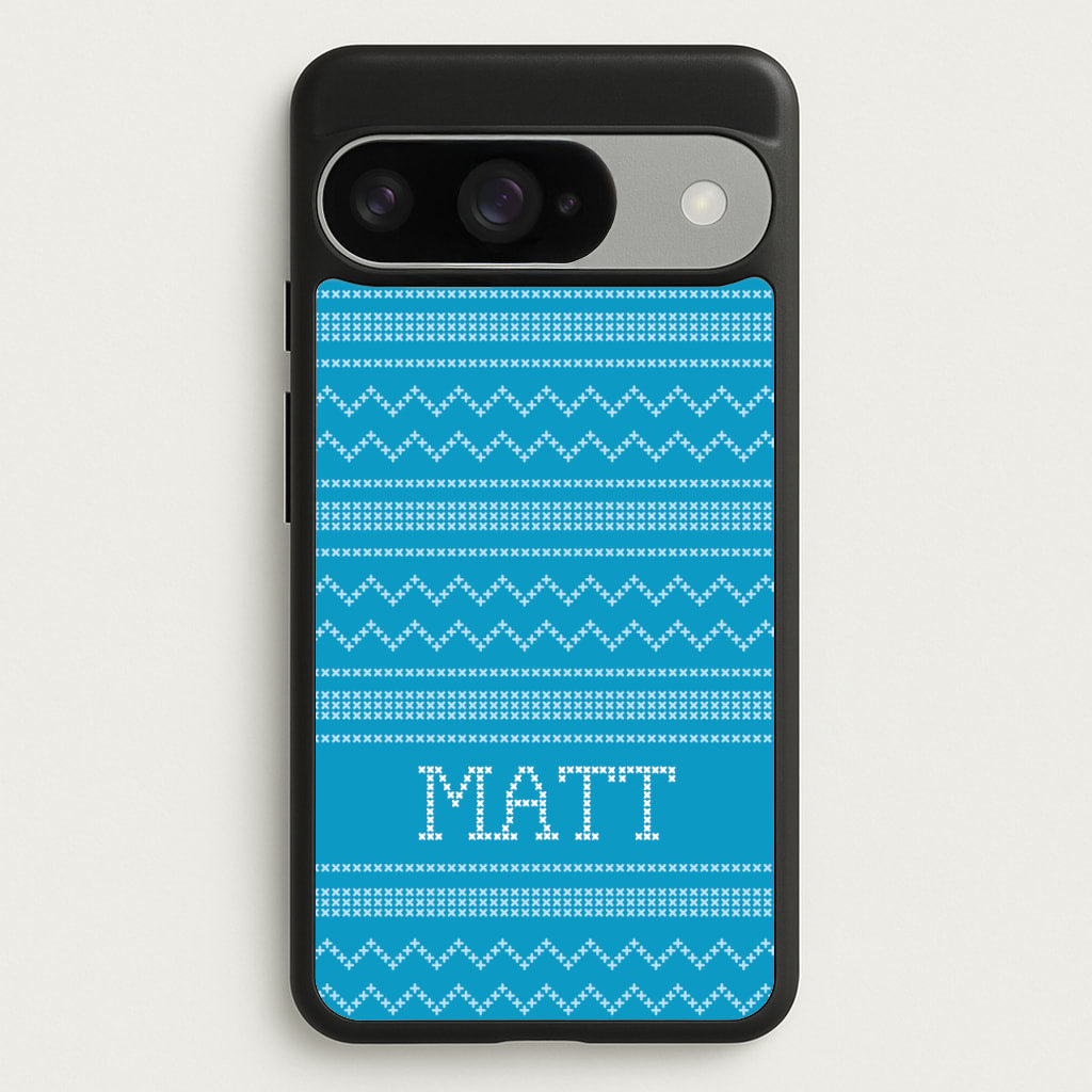Personalised Christmas Jumper Blue Phone Case for Google Pixel 10 / 10 Pro