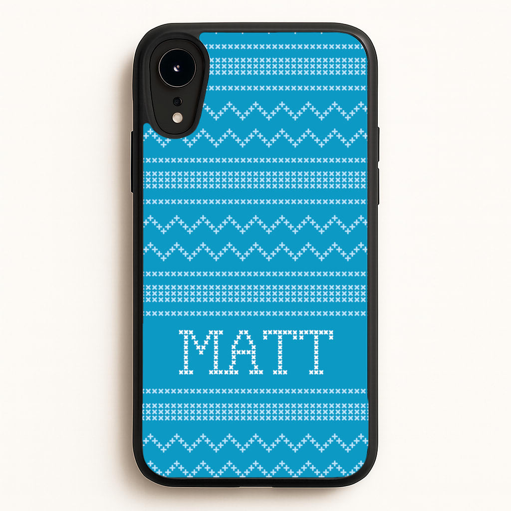 Personalised Christmas Jumper Blue - Personalised Christmas Phone Case for iPhone XR