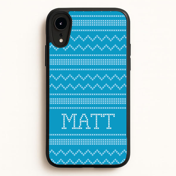 Personalised Christmas Jumper Blue - Personalised Christmas Phone Case for iPhone XR