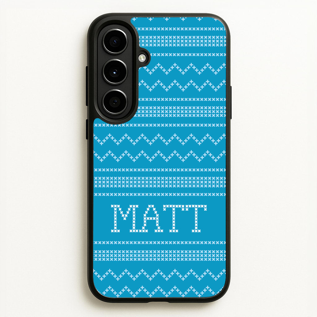Personalised Christmas Jumper Blue - Personalised Christmas Phone Case for Galaxy A56