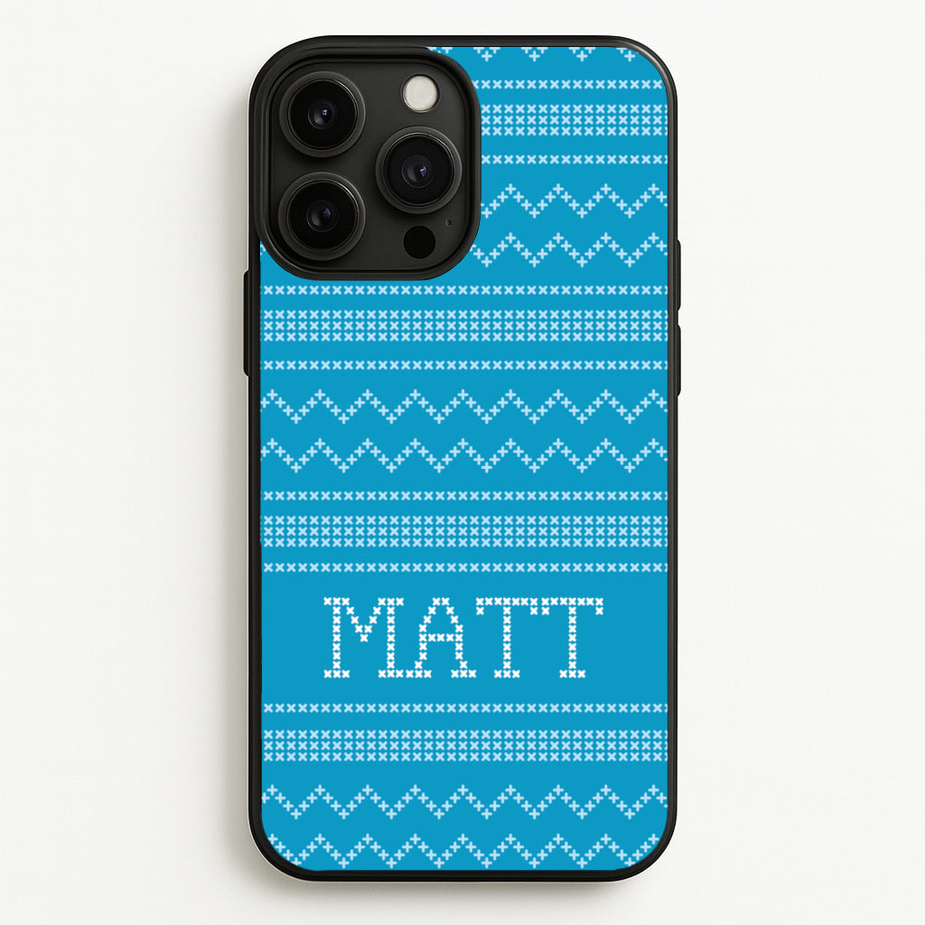 Personalised Christmas Jumper Blue - Personalised Christmas Phone Case for iPhone 13 Pro Max
