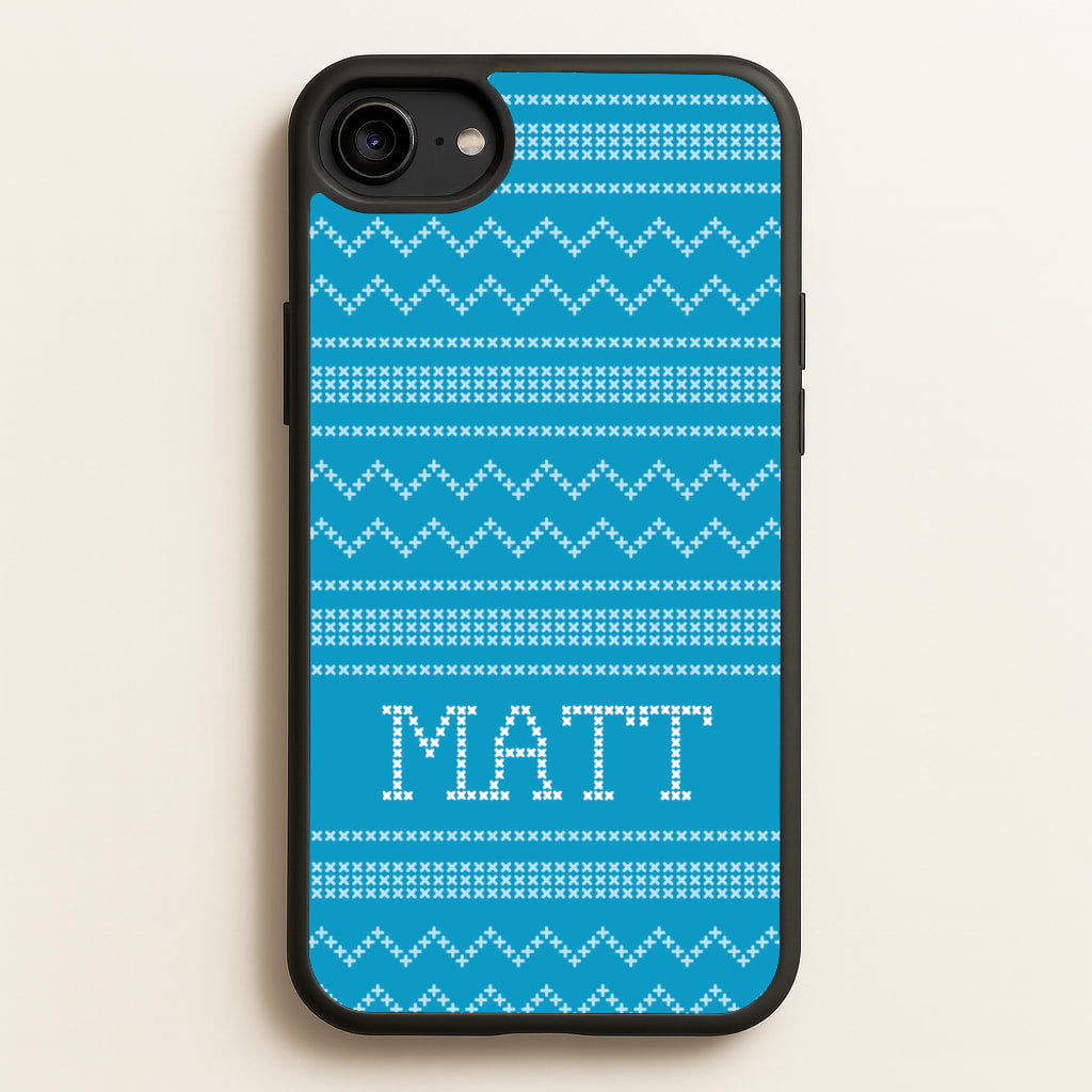 Personalised Christmas Jumper Blue - Personalised Christmas Phone Case for iPhone 6 / 7 / 8 / SE