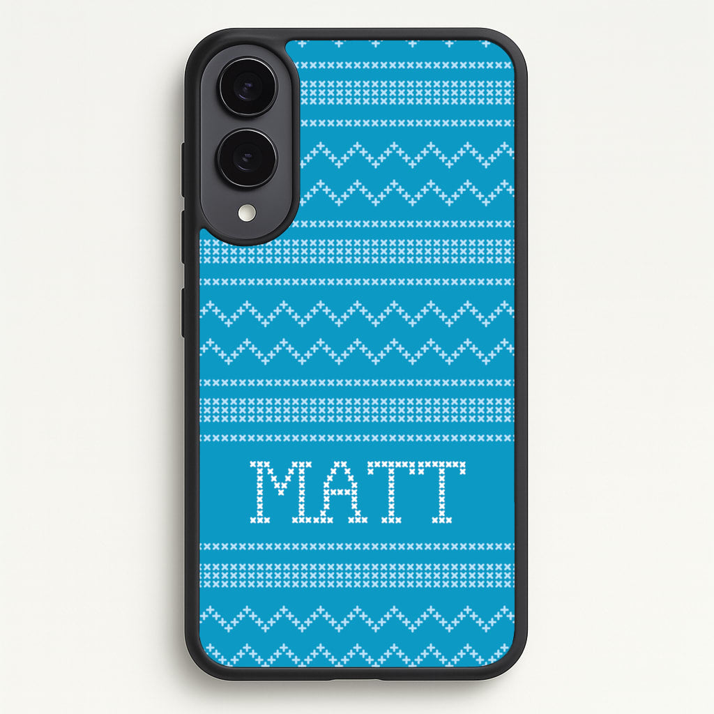Personalised Christmas Jumper Blue - Personalised Christmas Phone Case for Galaxy S25 Edge