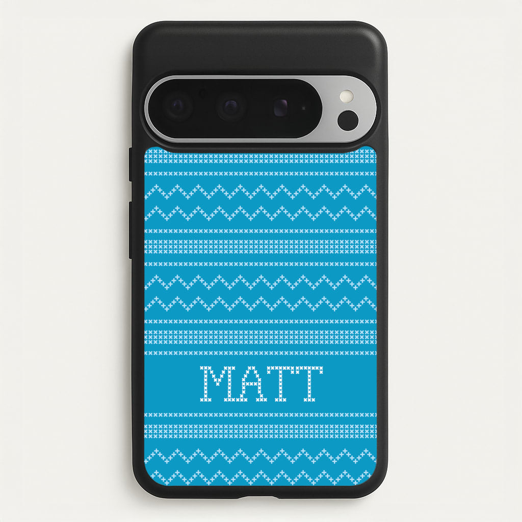 Personalised Christmas Jumper Blue - Personalised Christmas Phone Case for Google Pixel 9 Pro XL