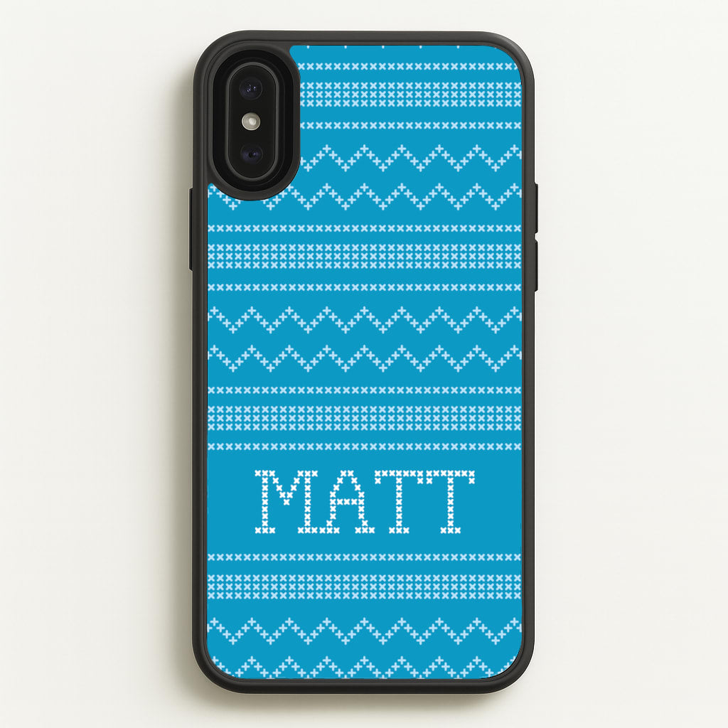 Personalised Christmas Jumper Blue - Personalised Christmas Phone Case for iPhone XS Max