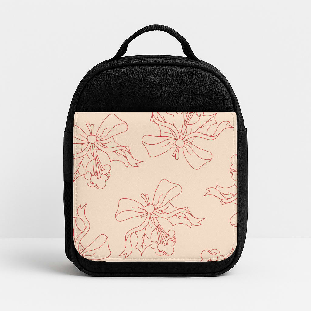 Cartoon Mouse Holly Pattern Insulated Lunch Bag