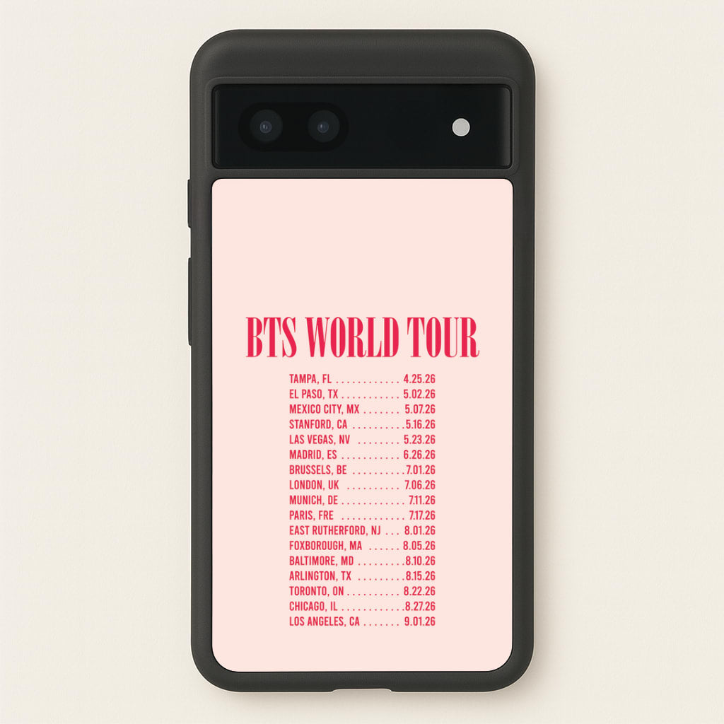 K-Pop Band World Tour List 2026 Google Pixel 7a Case
