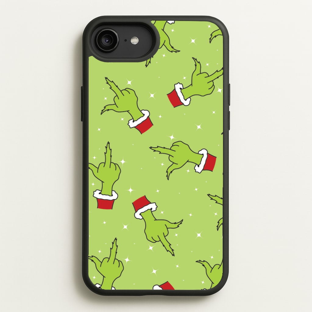 Green Middle Finger Christmas Pattern iPhone 6 Plus / 7 Plus / 8 Plus Case