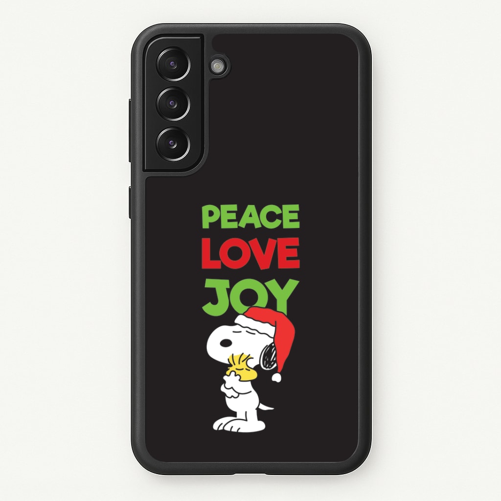 Peace, Love, Joy Christmas Cartoon Beagle Galaxy S22 Plus Case