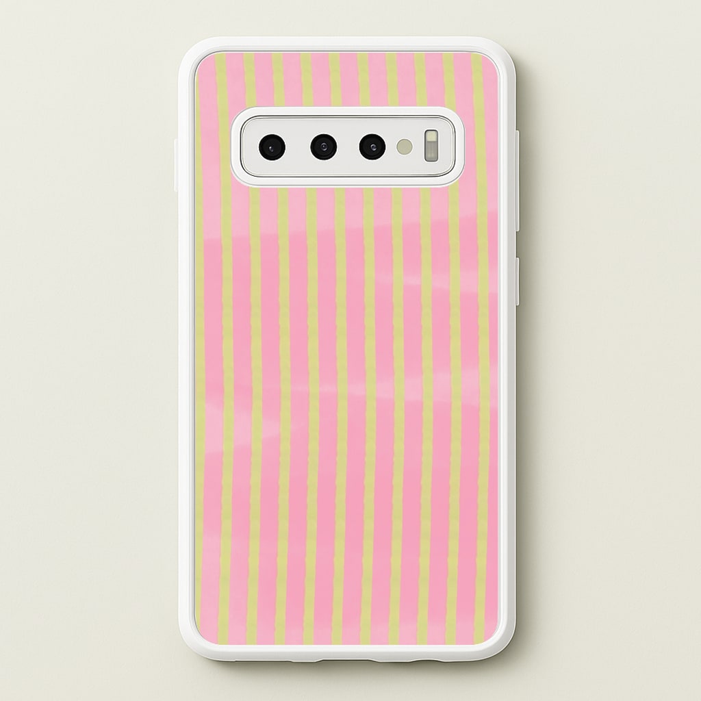 Pink Meadow Stripes Galaxy S10 Case