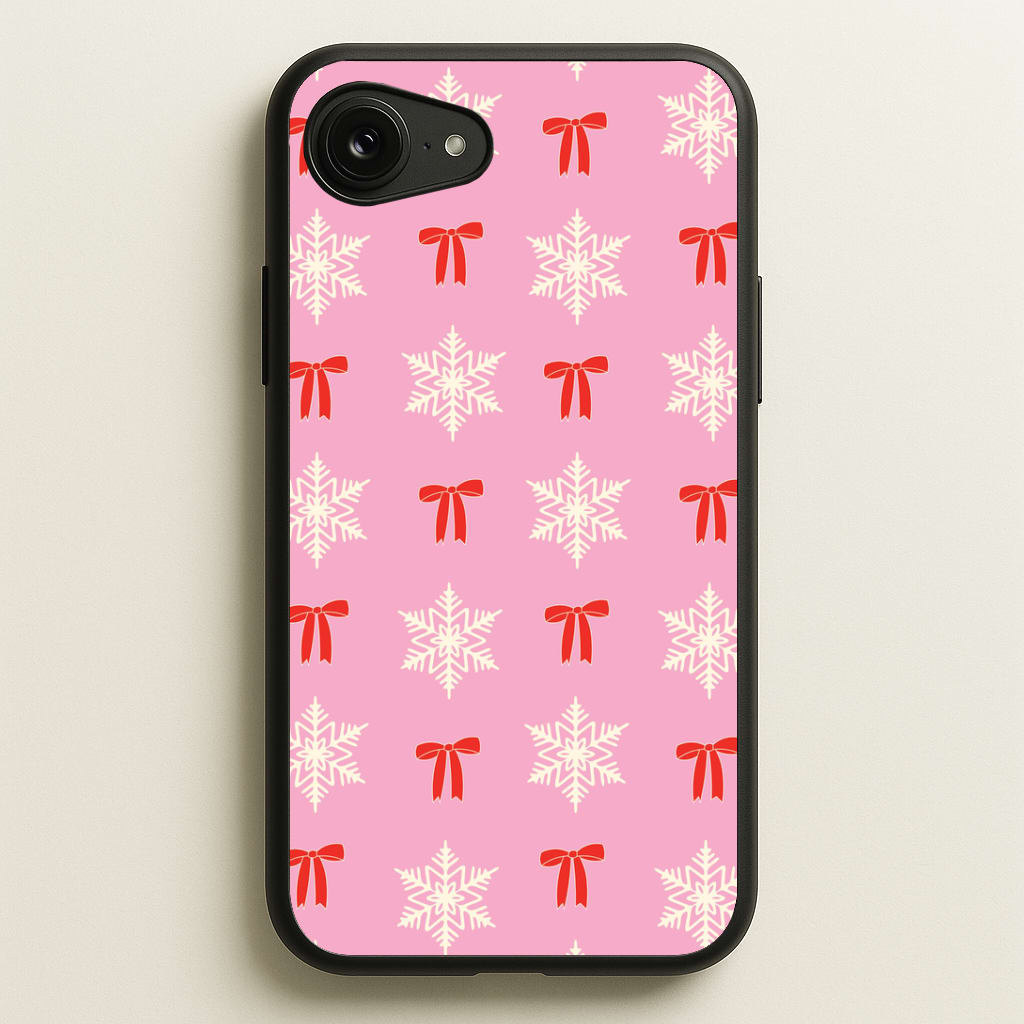 Coquette Bows And Snowflakes Pattern iPhone 16e Case