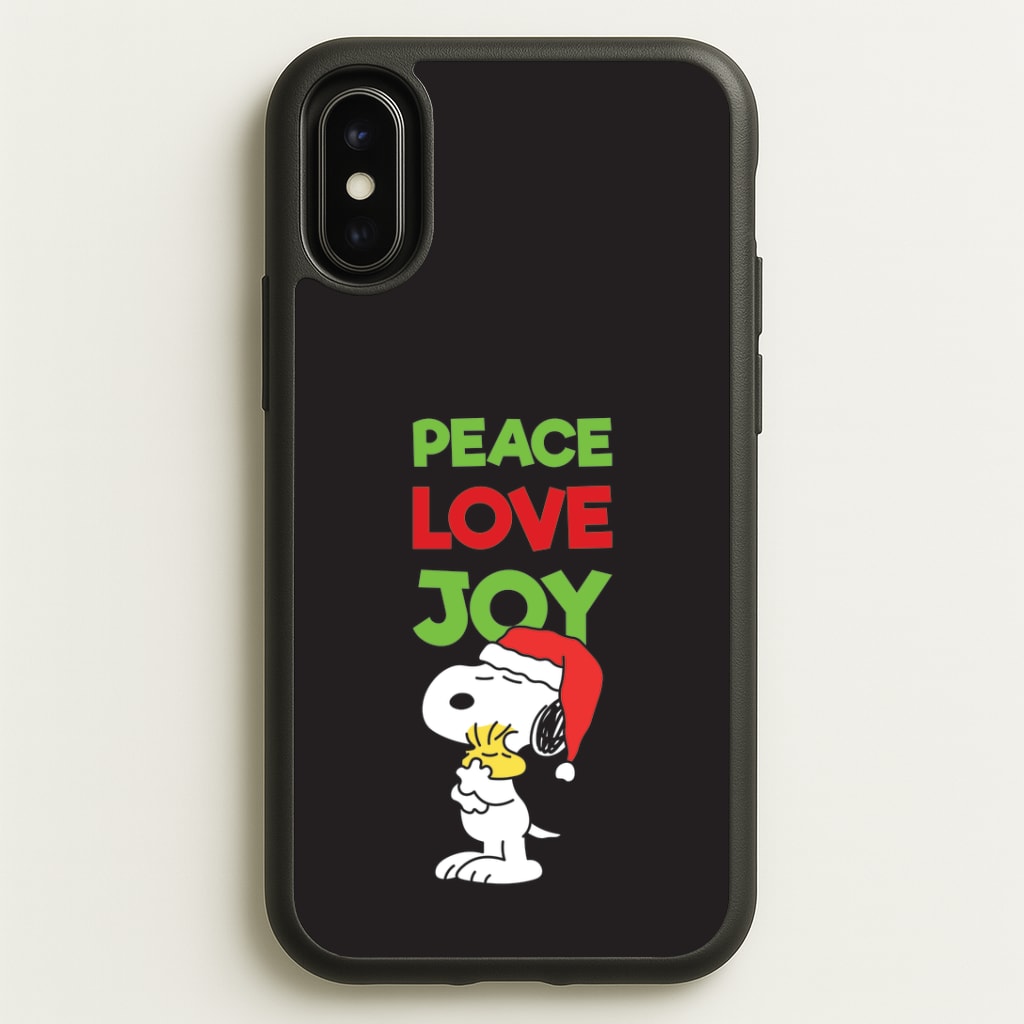 Peace, Love, Joy Christmas Cartoon Beagle iPhone X / XS Case