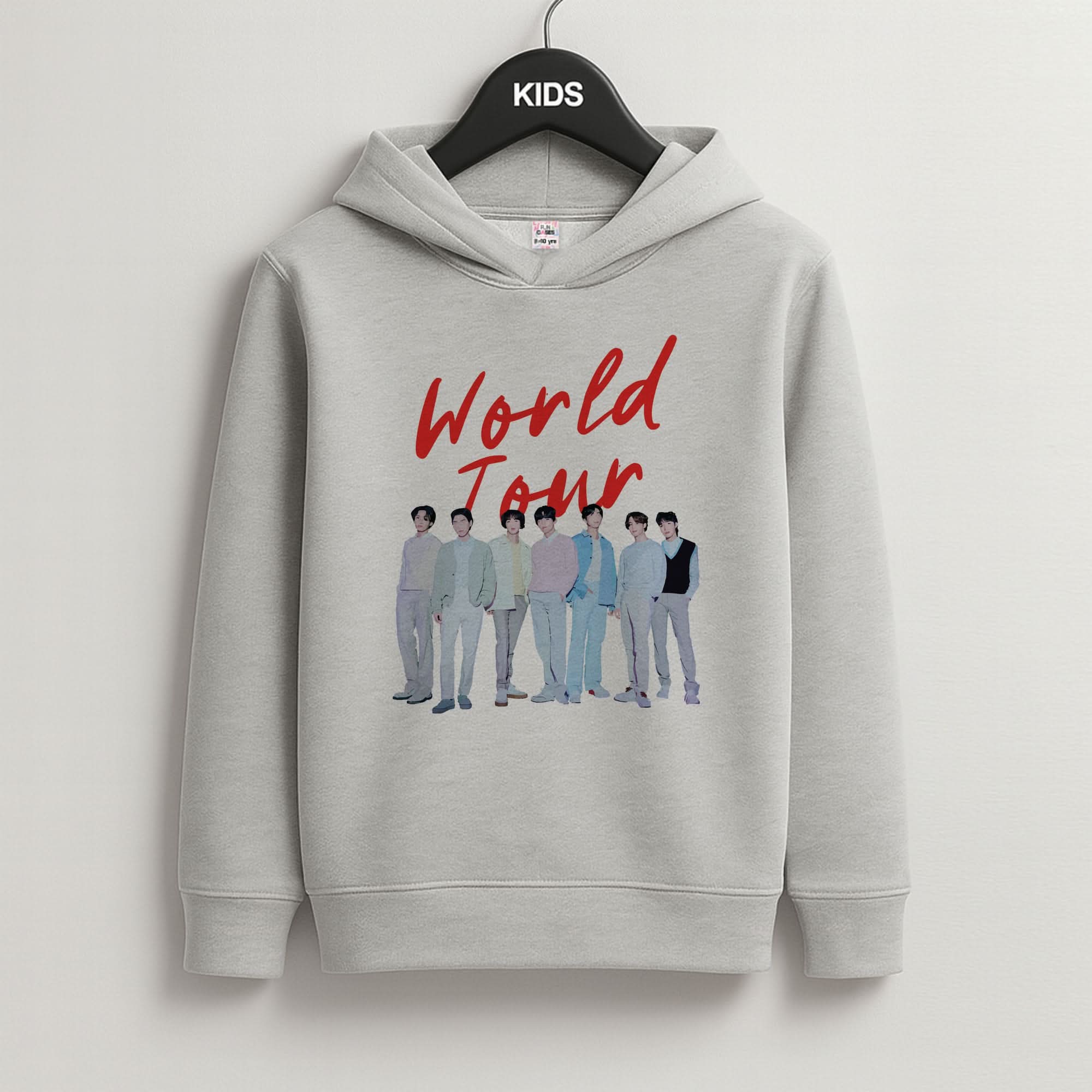 K-Pop Band Pastel Tour Grey Kids Hoodie