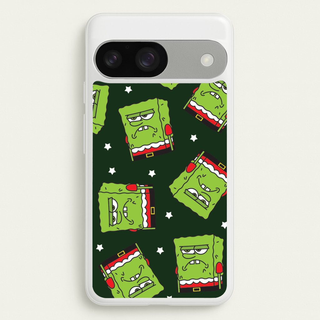 Grumpy Christmas Cartoon Sponge Pattern Google Pixel 9 / 9 Pro Case