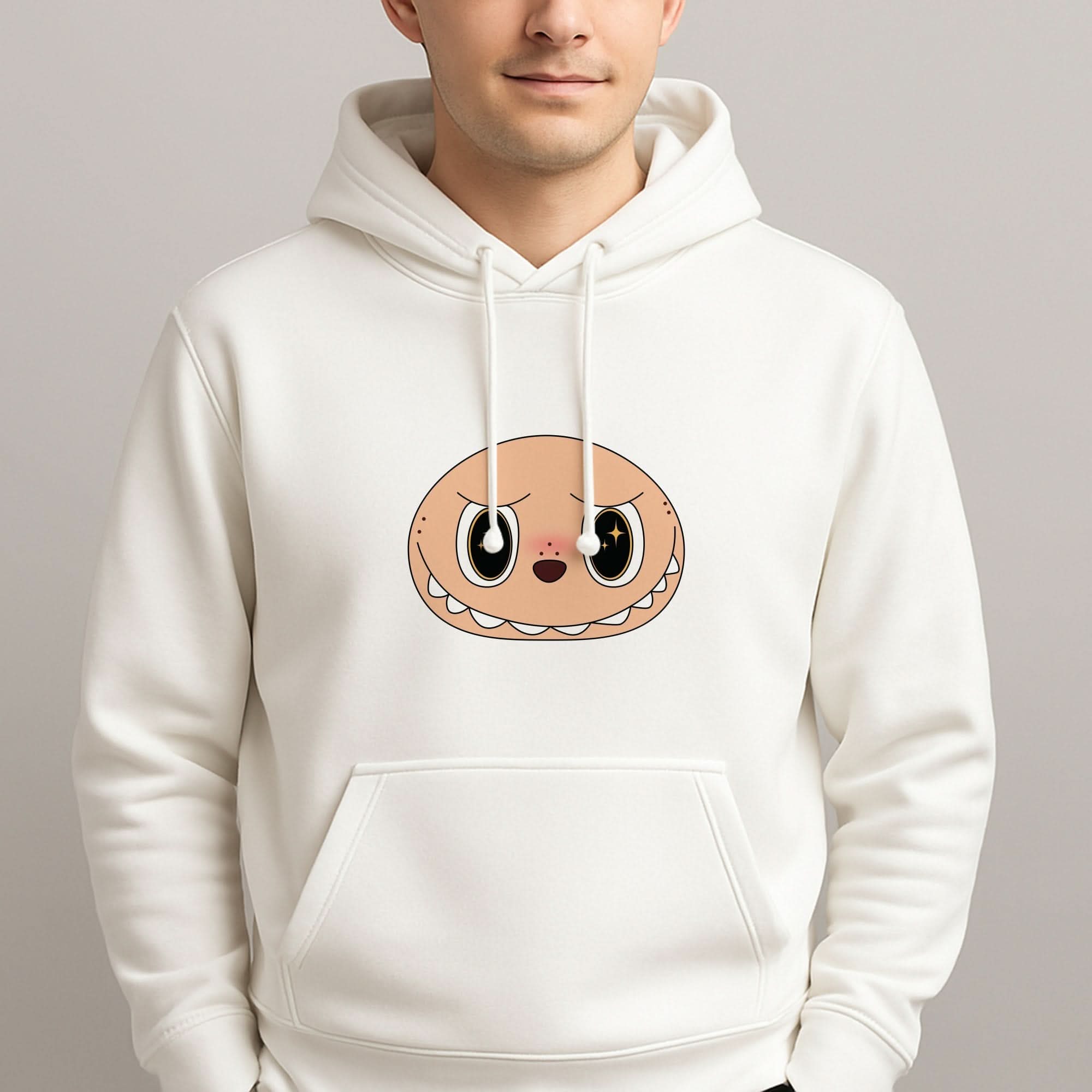 Cute Brown Monster Face Mens Hoodie