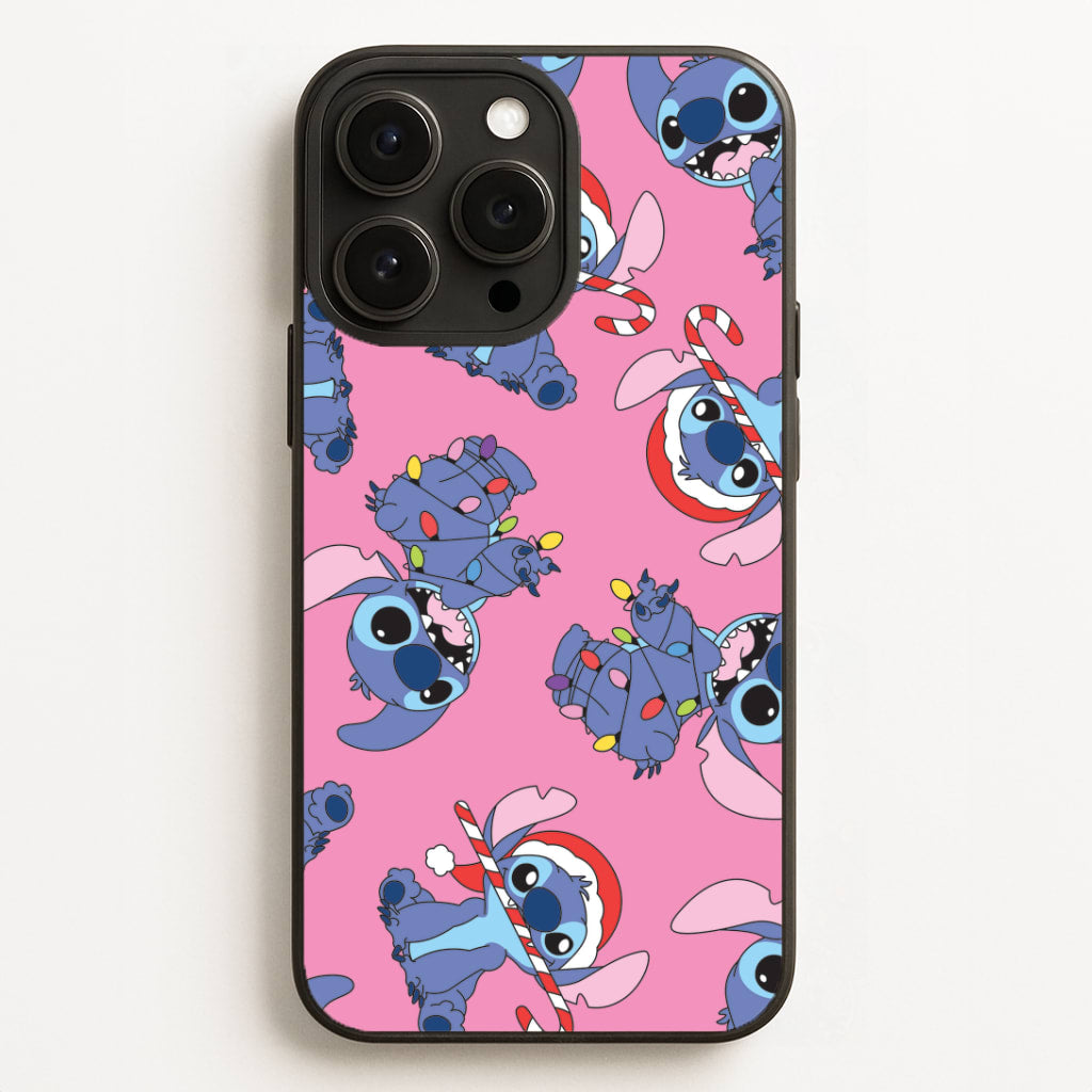 Christmas Cute Blue Alien Pattern iPhone 16 Pro Case