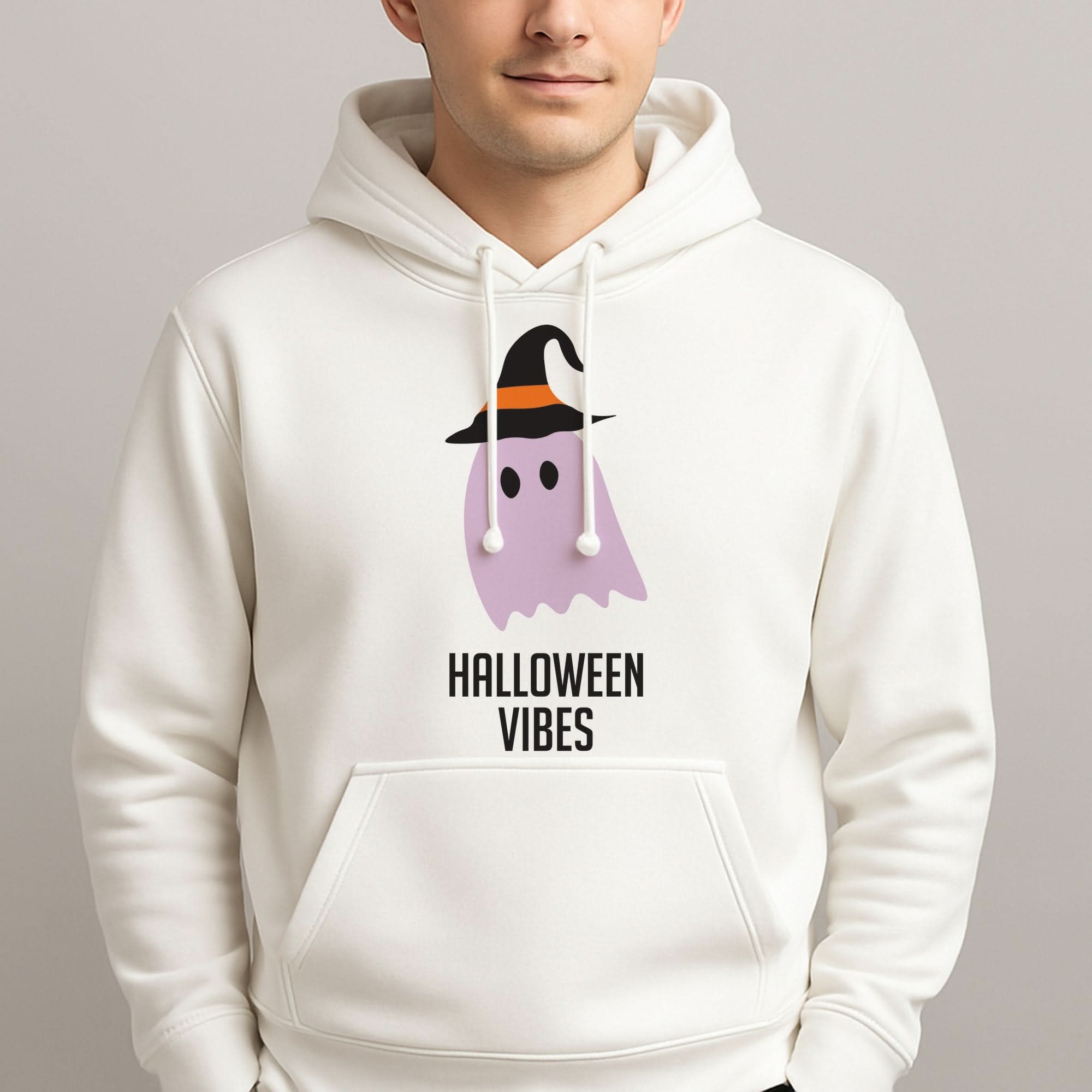 Purple Ghost Halloween Vibes Mens Hoodie