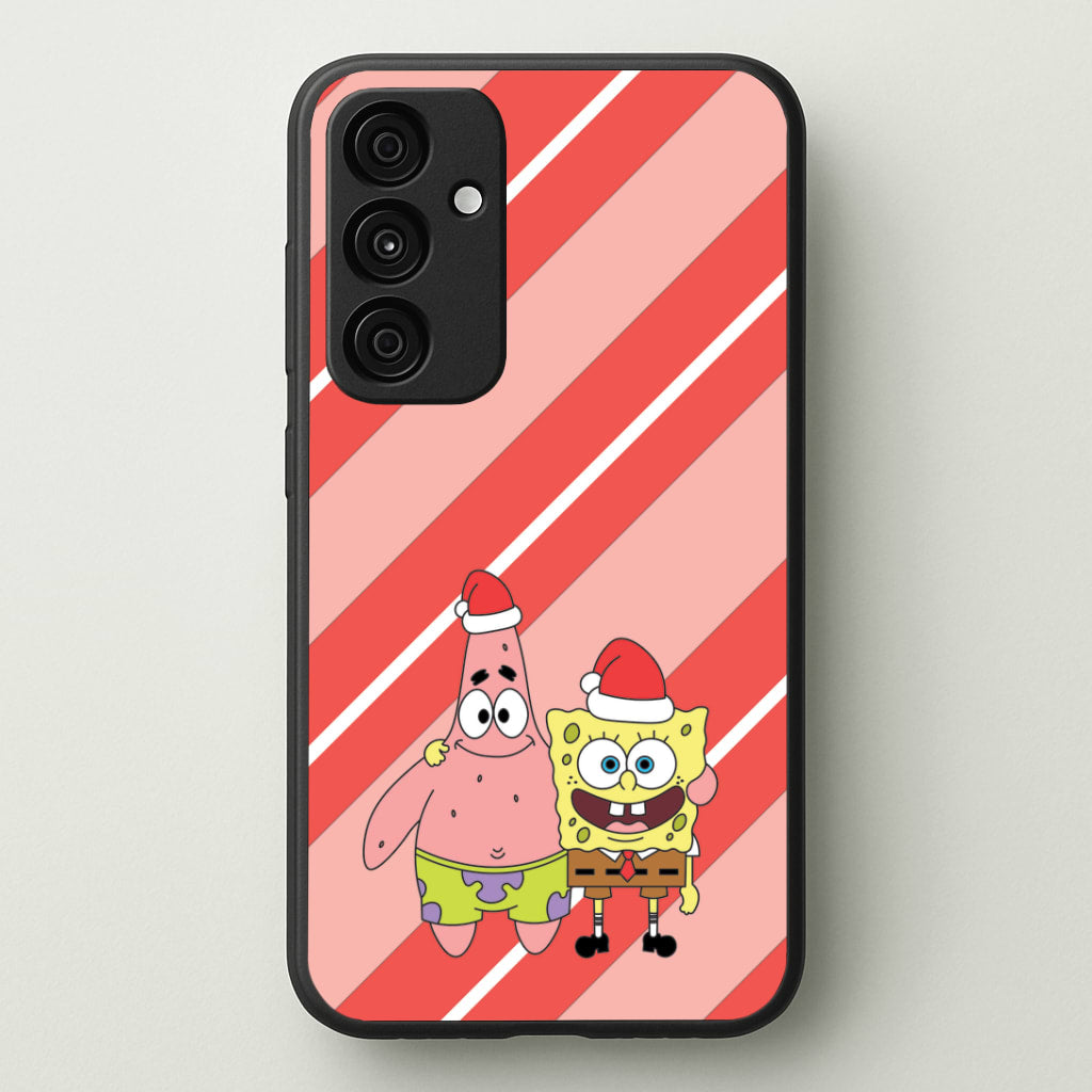 Cartoon Sponge And Starfish Christmas Hats Galaxy A35 Case