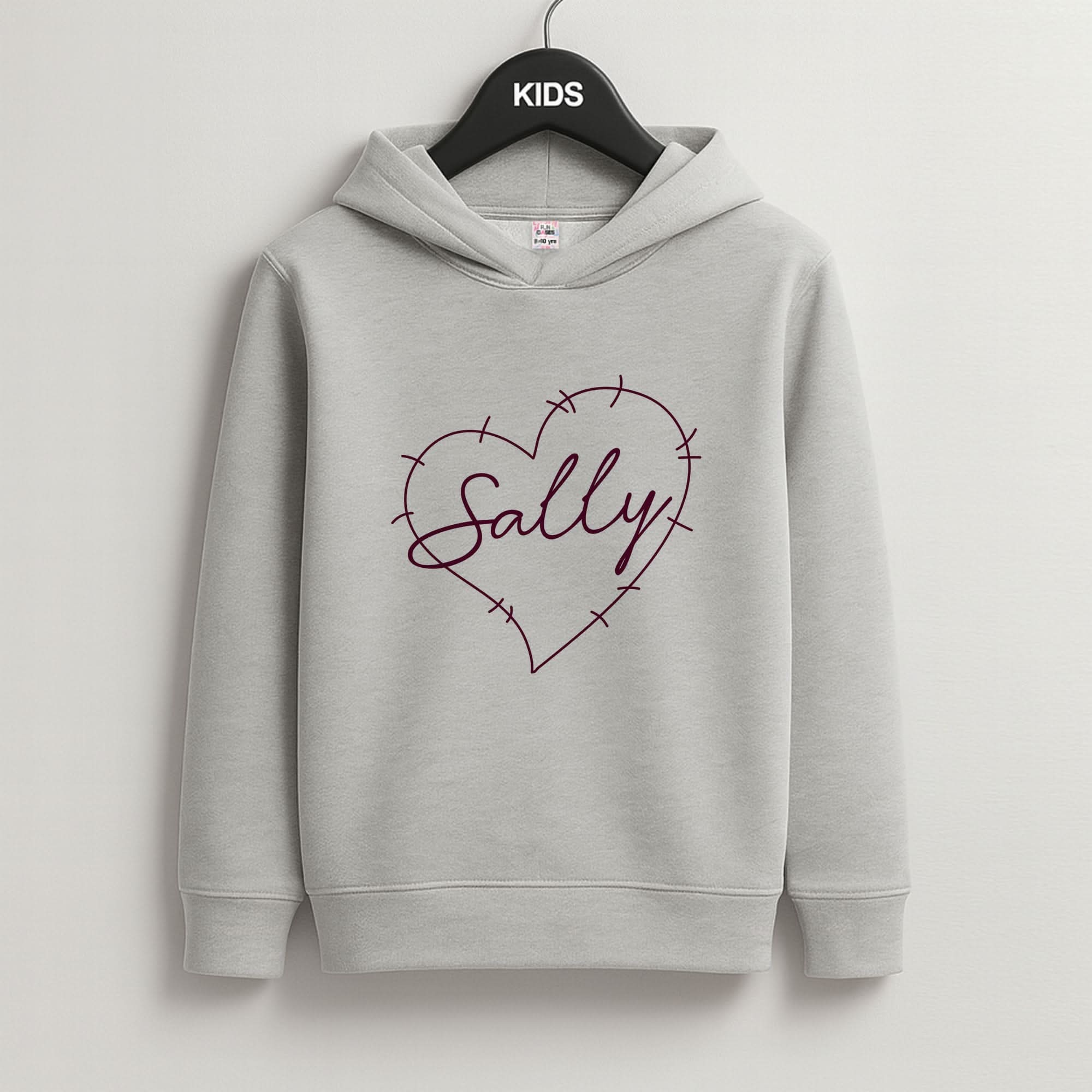 Stitched Heart Sally Grey Kids Hoodie