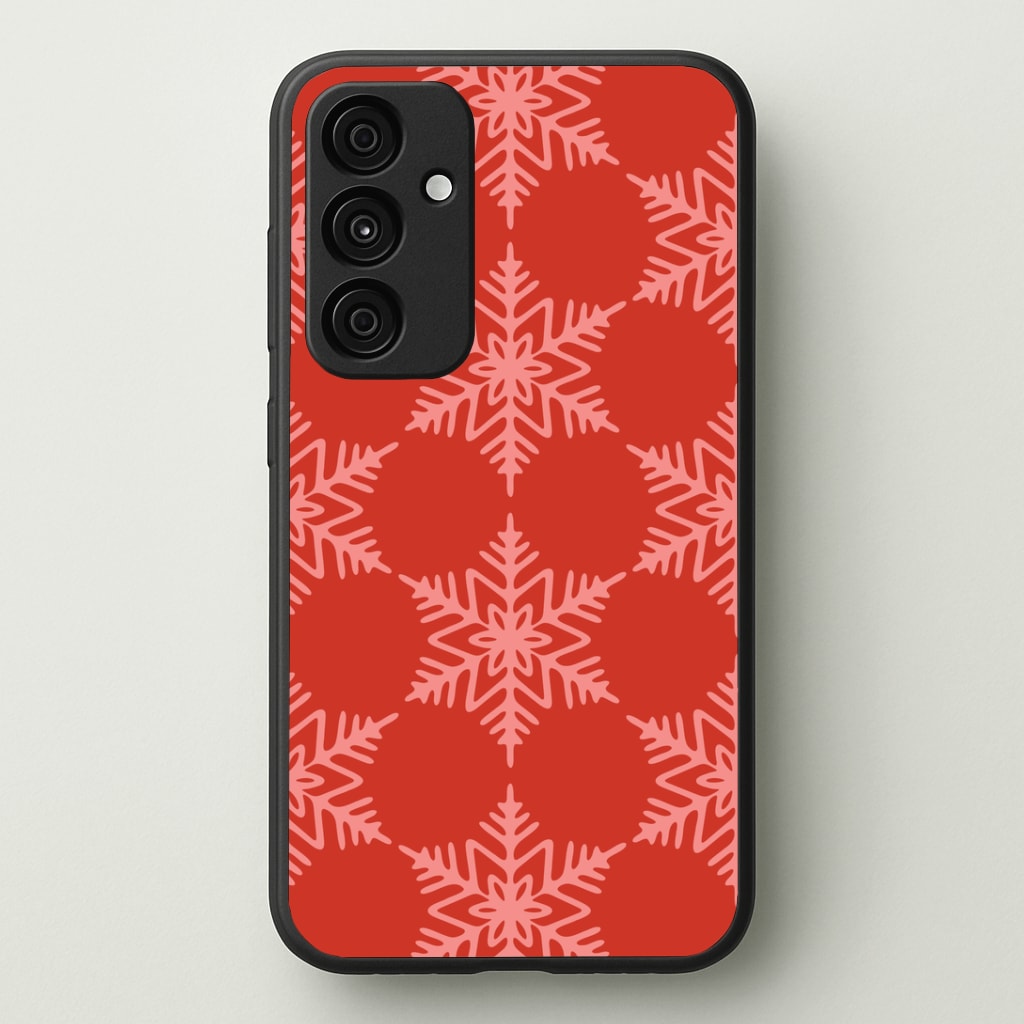 Red Giant Snowflakes Christmas Pattern Galaxy A55 Case