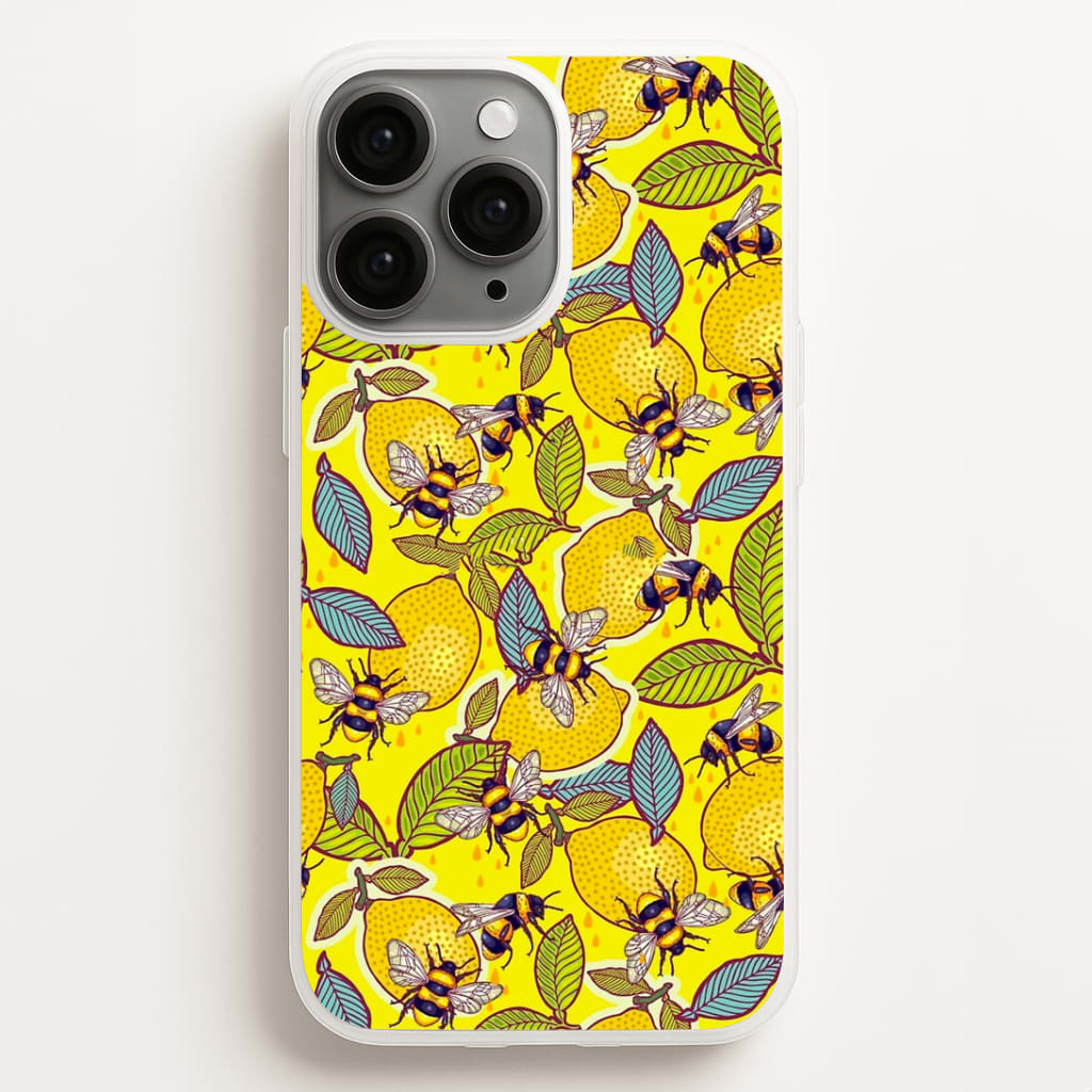 Yellow Lemon and Bee Phone Case for iPhone, Samsung Galaxy and Google Pixel