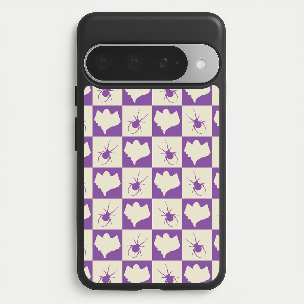 Spiders And Ghosts Checkered Pattern I Google Pixel 10 Pro XL Case