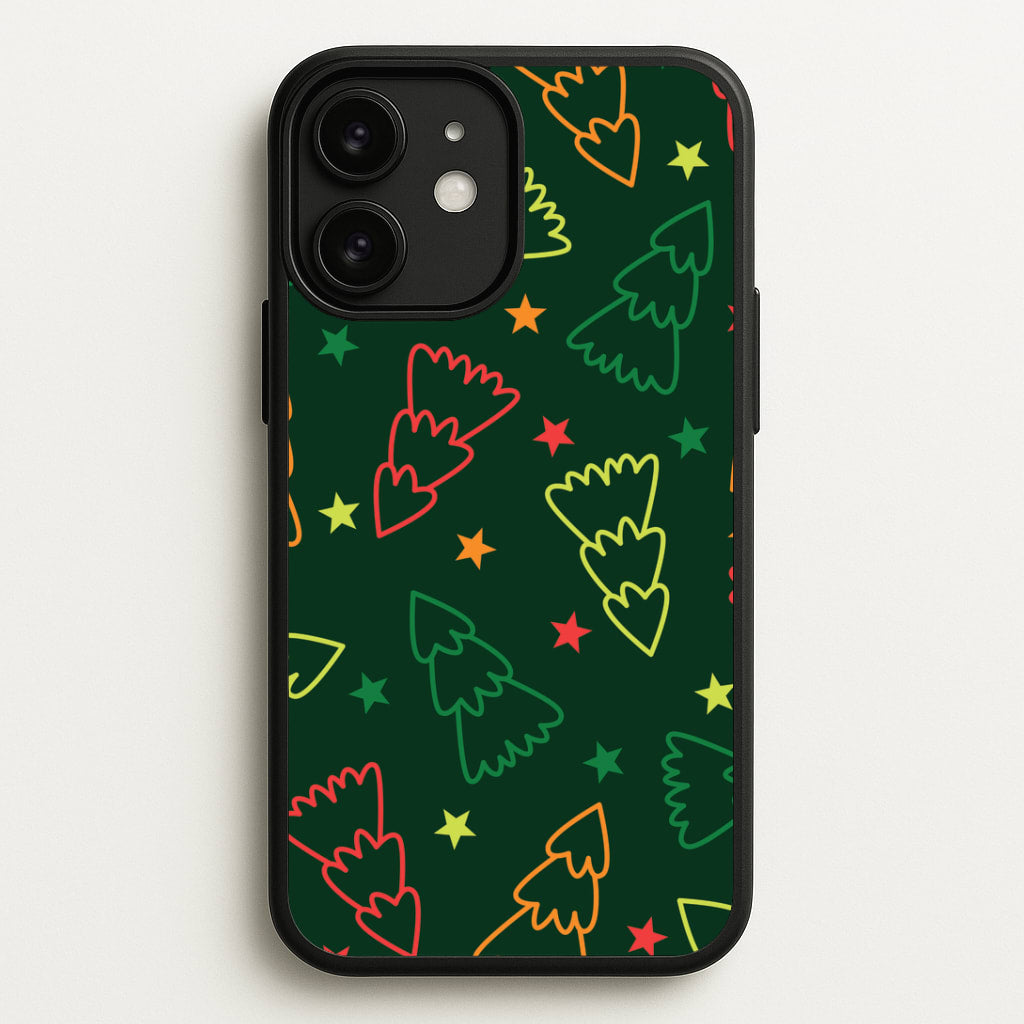 Colourful Christmas Tree Outlines Pattern iPhone 11 Case