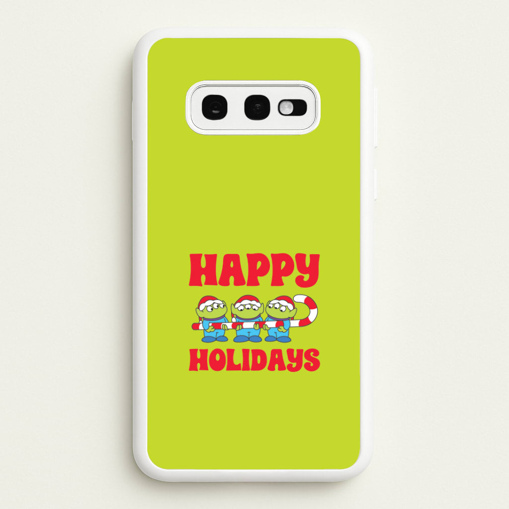 Happy Holidays Cute Green Aliens Galaxy S10e Case