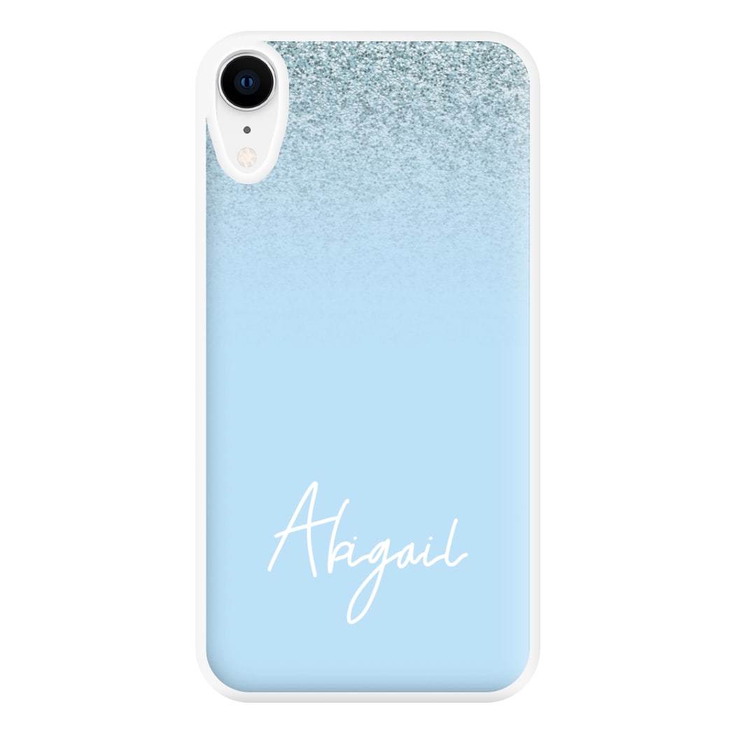 Blue Glitter Personalised Name iPhone XR Case