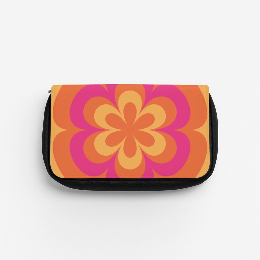 Sunset Trippy Flower Pattern Pencil Case