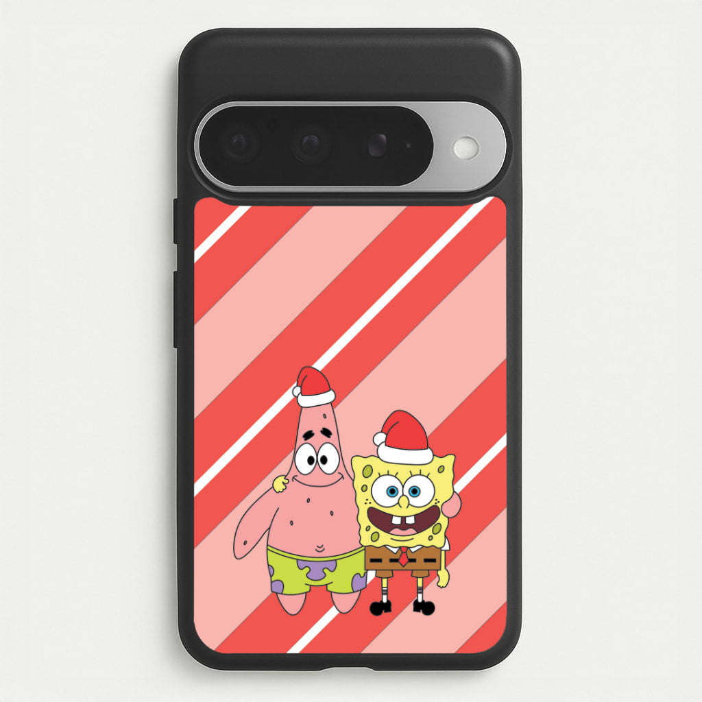 Cartoon Sponge And Starfish Christmas Hats Google Pixel 10 Pro XL Case