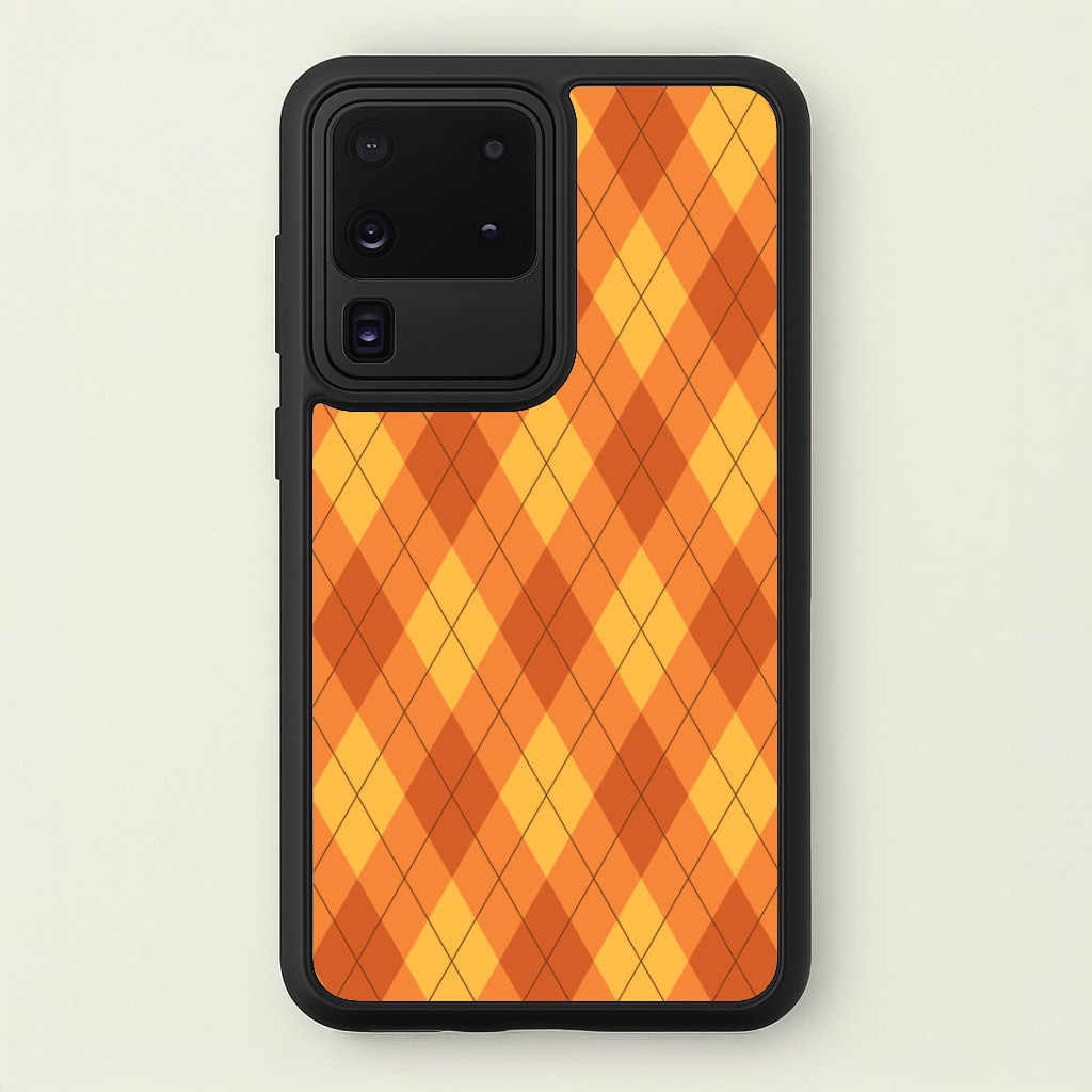 Orange Argyle Pattern Galaxy S20 Ultra Case